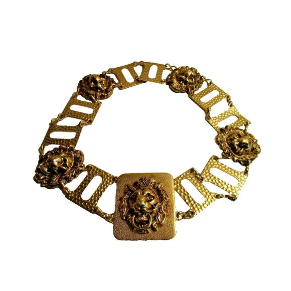 *Bold Lion Link Belt Lightweight Goldtone Metal